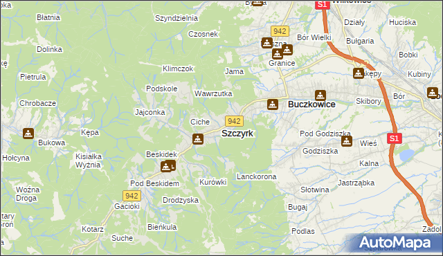 mapa Szczyrk, Szczyrk na mapie Targeo