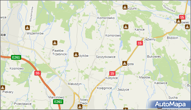 mapa Szczytkowice, Szczytkowice na mapie Targeo