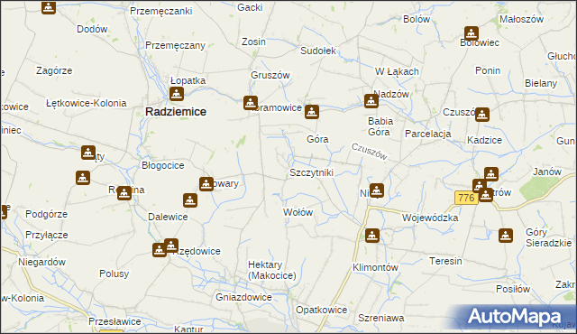 mapa Szczytniki gmina Proszowice, Szczytniki gmina Proszowice na mapie Targeo