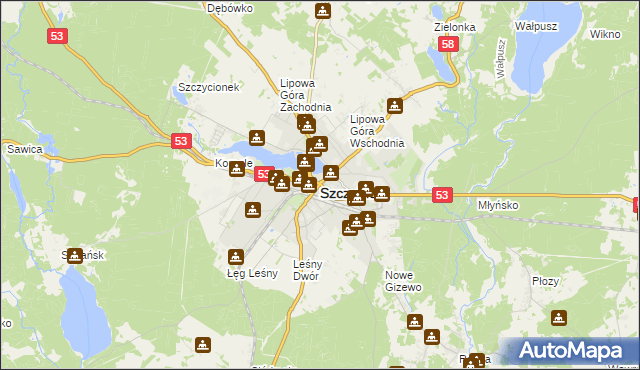 mapa Szczytno, Szczytno na mapie Targeo