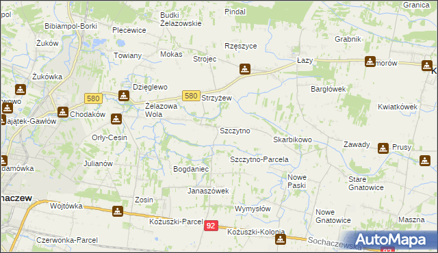 mapa Szczytno gmina Kampinos, Szczytno gmina Kampinos na mapie Targeo