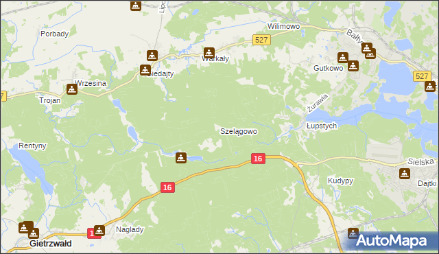 mapa Szelągowo, Szelągowo na mapie Targeo