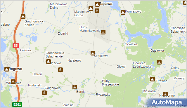 mapa Szelejewo gmina Gąsawa, Szelejewo gmina Gąsawa na mapie Targeo