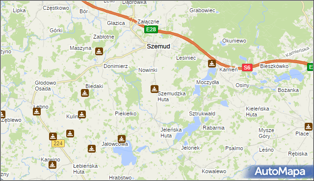 mapa Szemudzka Huta, Szemudzka Huta na mapie Targeo