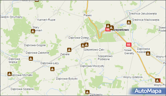 mapa Szepietowo-Żaki, Szepietowo-Żaki na mapie Targeo