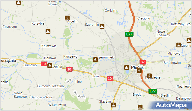 mapa Szerominek, Szerominek na mapie Targeo