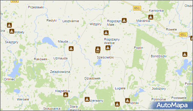 mapa Sześciwłóki, Sześciwłóki na mapie Targeo