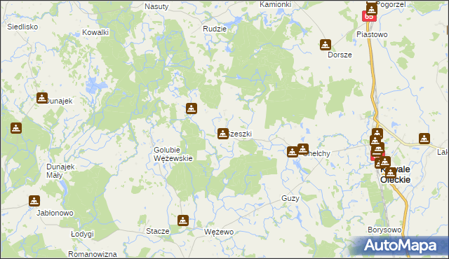 mapa Szeszki gmina Kowale Oleckie, Szeszki gmina Kowale Oleckie na mapie Targeo