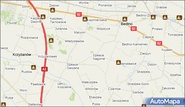 mapa Szewce Nagórne, Szewce Nagórne na mapie Targeo