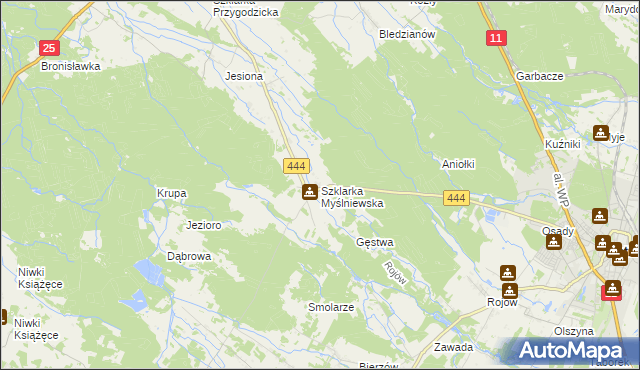 mapa Szklarka Myślniewska, Szklarka Myślniewska na mapie Targeo