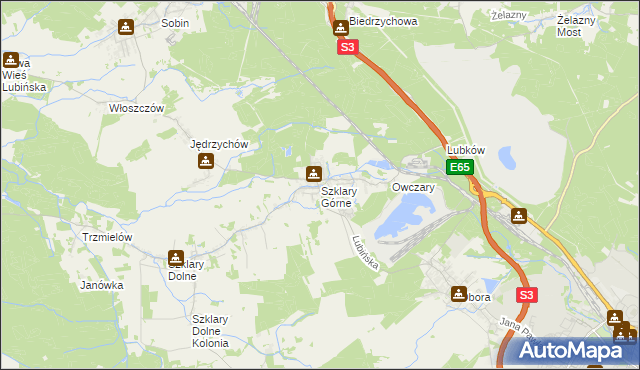 mapa Szklary Górne, Szklary Górne na mapie Targeo