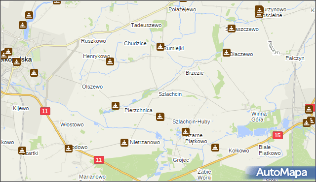 mapa Szlachcin, Szlachcin na mapie Targeo