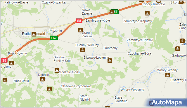 mapa Szlasy-Łopienite, Szlasy-Łopienite na mapie Targeo