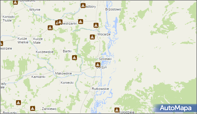 mapa Szostaki gmina Jedwabne, Szostaki gmina Jedwabne na mapie Targeo