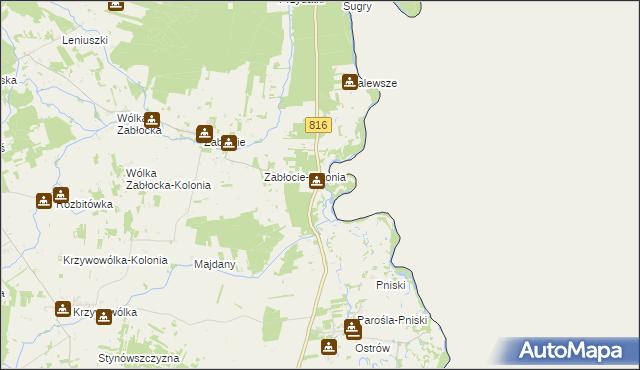mapa Szostaki gmina Kodeń, Szostaki gmina Kodeń na mapie Targeo