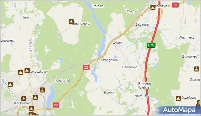 mapa Szpęgawsk, Szpęgawsk na mapie Targeo