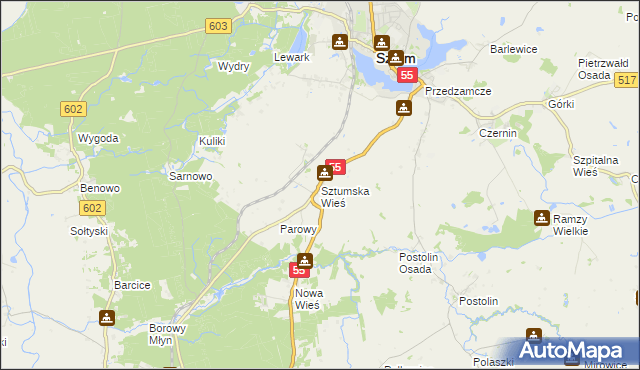 mapa Sztumska Wieś, Sztumska Wieś na mapie Targeo