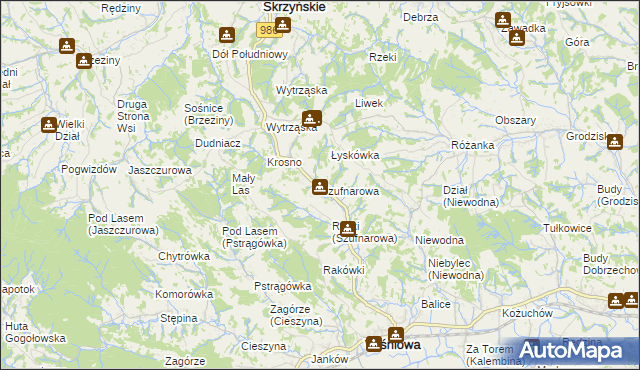 mapa Szufnarowa, Szufnarowa na mapie Targeo