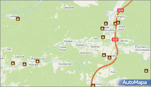 mapa Szwedy gmina Jarocin, Szwedy gmina Jarocin na mapie Targeo