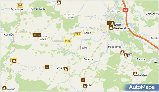 mapa Szyba gmina Nowe Miasteczko, Szyba gmina Nowe Miasteczko na mapie Targeo