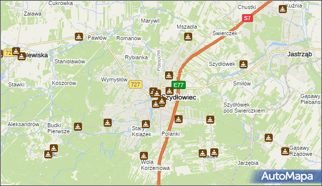 mapa Szydłowiec, Szydłowiec na mapie Targeo