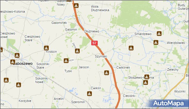 mapa Szymaki gmina Płońsk, Szymaki gmina Płońsk na mapie Targeo