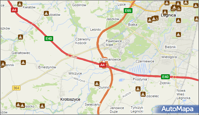 mapa Szymanowice gmina Krotoszyce, Szymanowice gmina Krotoszyce na mapie Targeo