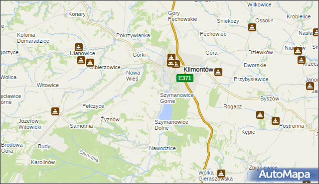 mapa Szymanowice Górne, Szymanowice Górne na mapie Targeo