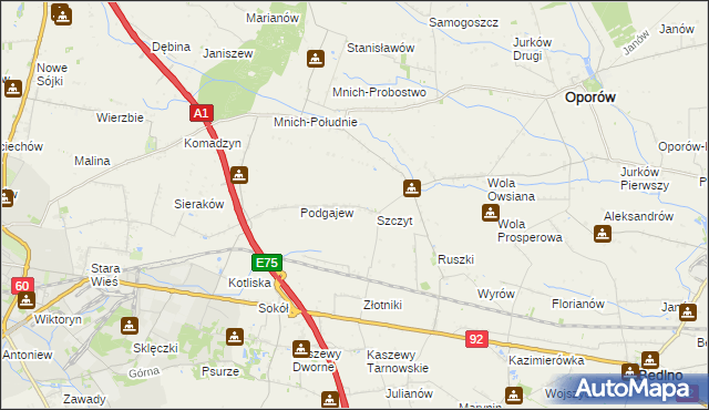 mapa Szymanówka gmina Oporów, Szymanówka gmina Oporów na mapie Targeo