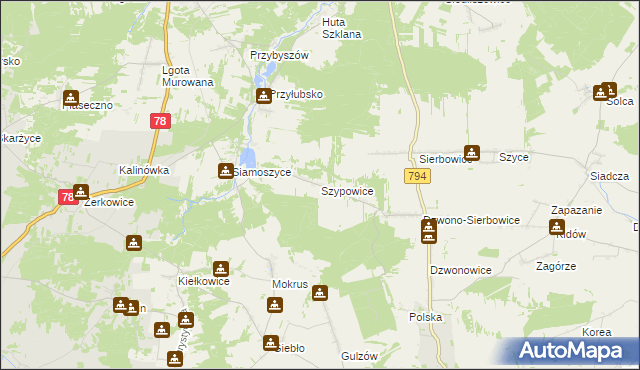 mapa Szypowice, Szypowice na mapie Targeo