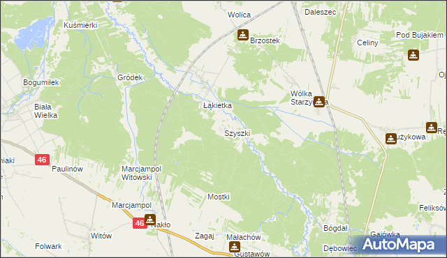 mapa Szyszki gmina Szczekociny, Szyszki gmina Szczekociny na mapie Targeo