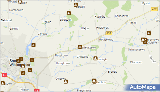 mapa Tadeuszewo, Tadeuszewo na mapie Targeo