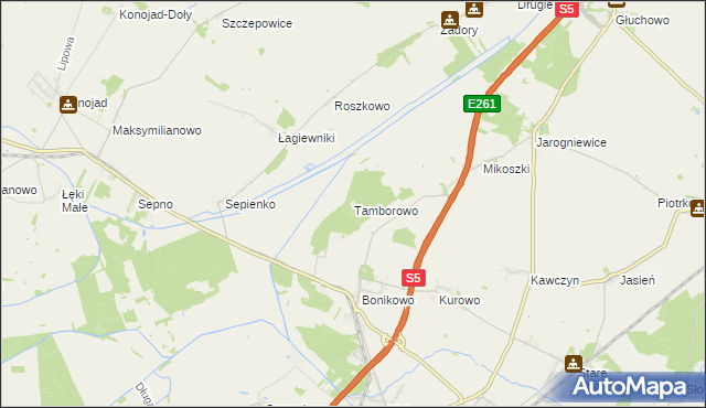 mapa Tamborowo, Tamborowo na mapie Targeo