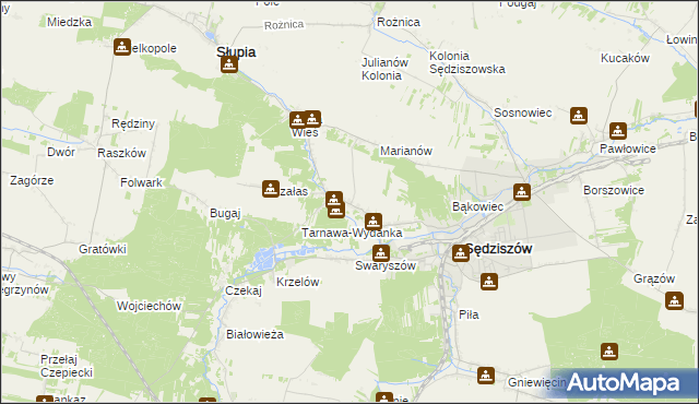 mapa Tarnawa gmina Sędziszów, Tarnawa gmina Sędziszów na mapie Targeo