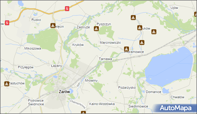 mapa Tarnawa gmina Żarów, Tarnawa gmina Żarów na mapie Targeo