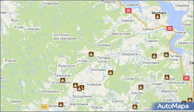 mapa Tarnawa Górna gmina Zembrzyce, Tarnawa Górna gmina Zembrzyce na mapie Targeo