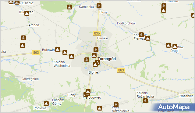 mapa Tarnogród, Tarnogród na mapie Targeo