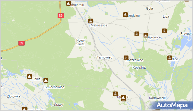 mapa Tarnowiec gmina Lubsza, Tarnowiec gmina Lubsza na mapie Targeo