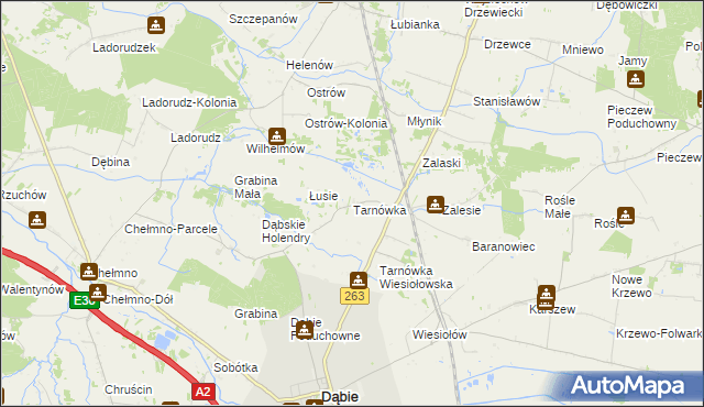 mapa Tarnówka gmina Dąbie, Tarnówka gmina Dąbie na mapie Targeo