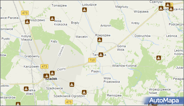 mapa Tarnówka gmina Szadek, Tarnówka gmina Szadek na mapie Targeo