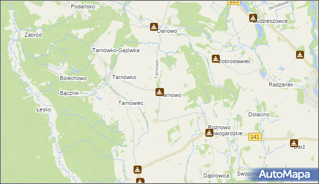 mapa Tarnowo gmina Maszewo, Tarnowo gmina Maszewo na mapie Targeo