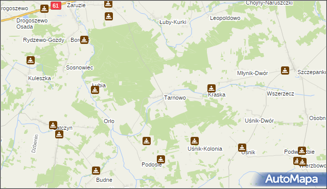 mapa Tarnowo gmina Miastkowo, Tarnowo gmina Miastkowo na mapie Targeo