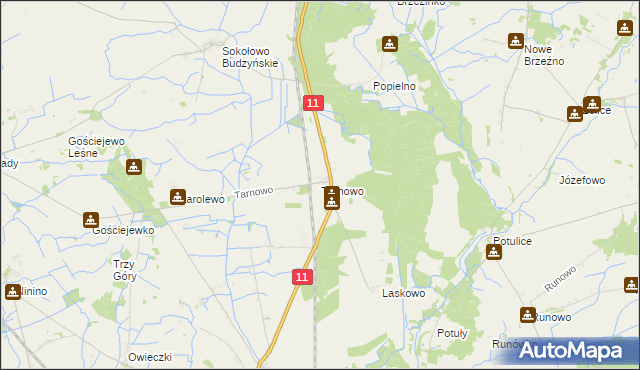 mapa Tarnowo gmina Rogoźno, Tarnowo gmina Rogoźno na mapie Targeo