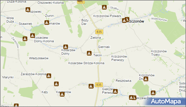 mapa Teklin gmina Krzczonów, Teklin gmina Krzczonów na mapie Targeo