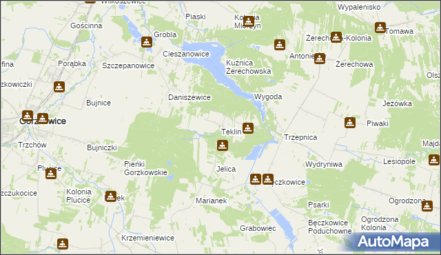 mapa Teklin gmina Łęki Szlacheckie, Teklin gmina Łęki Szlacheckie na mapie Targeo