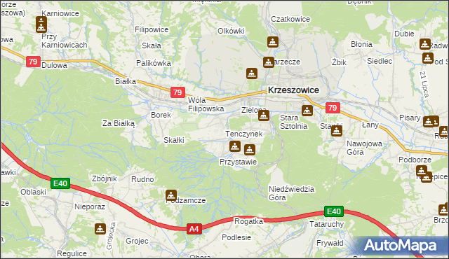 mapa Tenczynek, Tenczynek na mapie Targeo