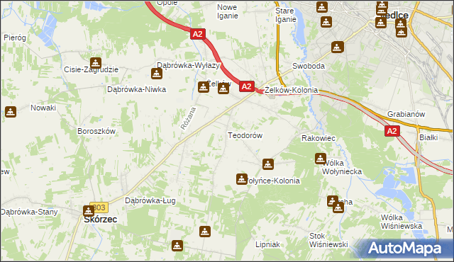 mapa Teodorów gmina Skórzec, Teodorów gmina Skórzec na mapie Targeo