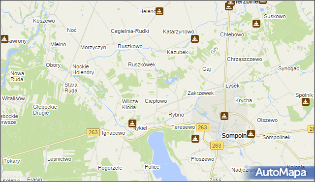 mapa Teodorowo gmina Wierzbinek, Teodorowo gmina Wierzbinek na mapie Targeo