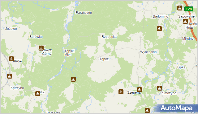 mapa Tępcz, Tępcz na mapie Targeo