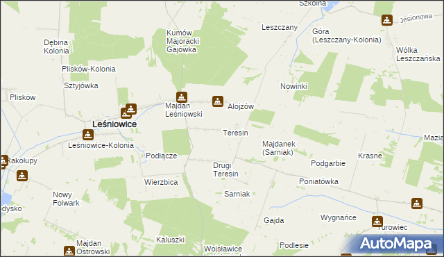 mapa Teresin gmina Leśniowice, Teresin gmina Leśniowice na mapie Targeo